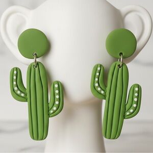 Cactus Stud – Handmade Earrings – Olive Green